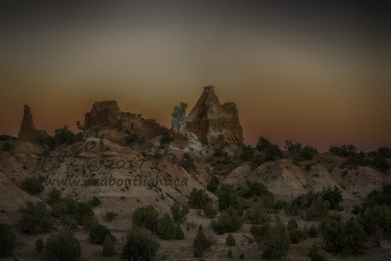 Sunset sky panorama trail, by Carol Quinn. ID 1CQ8981-84 rev 1e